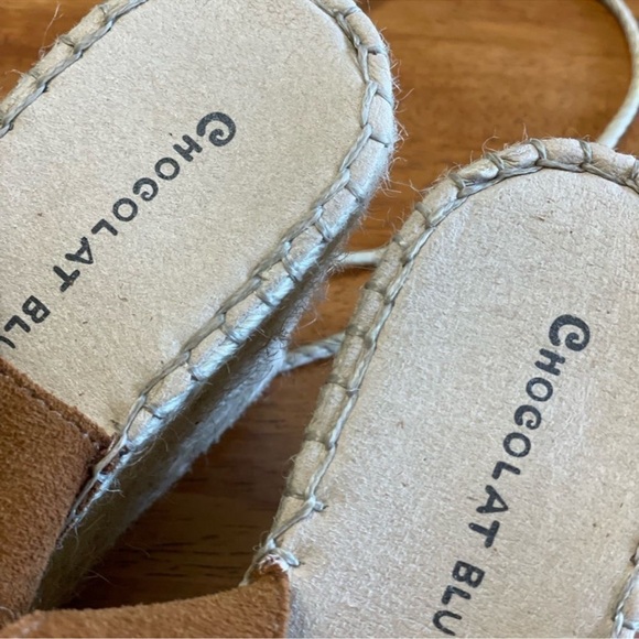 Chocolate Blu Leather Espadrilles Lace-Up Wedges 40 US 9 - Picture 4 of 4